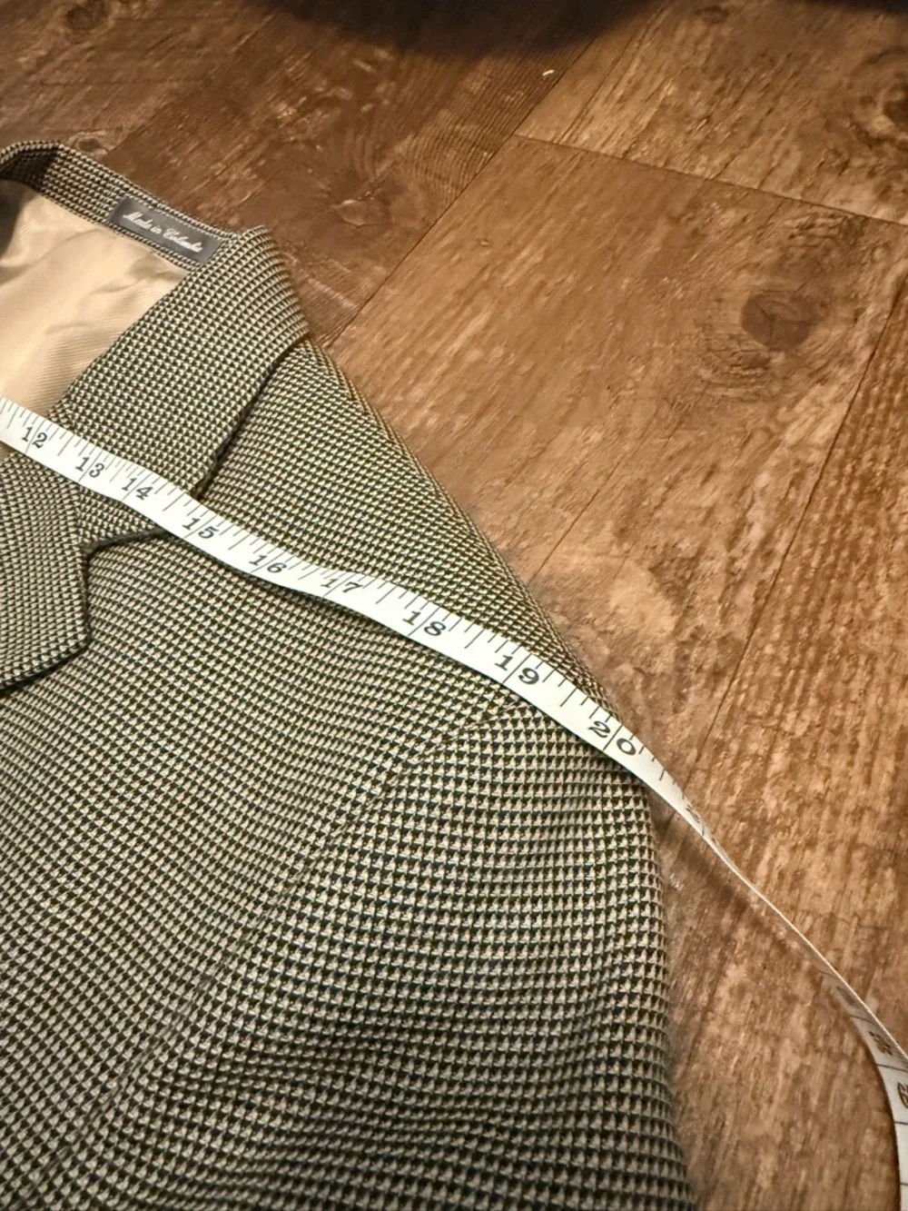 Oscar de la Renta Houndstooth Sport Coat Blazer Wool Look Tan Black Mens